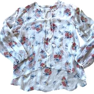 Love And Liberty Johnny Was Silk Peasant Blouse Size L NWT